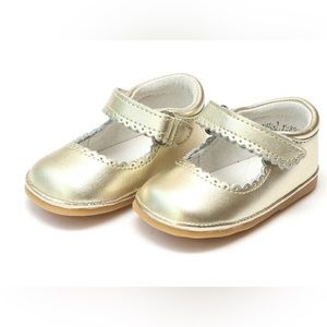 NEW Angel Shoes Baby Cara Metallic Scalloped Leather Mary Jane, Gold Size 5
